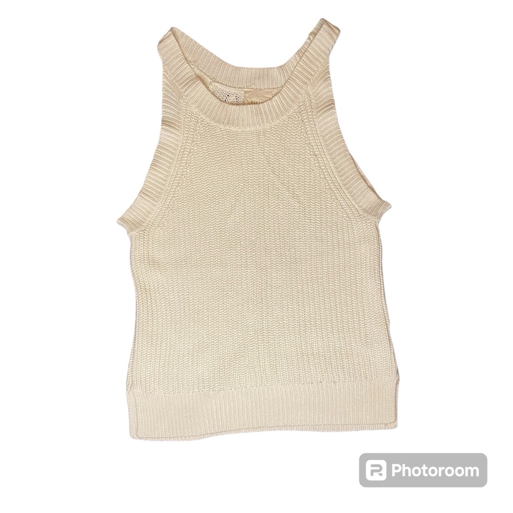Harper Knitted Classic Sleeveless Pullover Tank Top in Ivory / Small